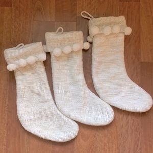 Wondershop Pom Pom Stocking, Cream and Gold